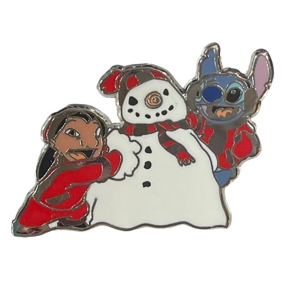 Disney Lilo Stitch Trading Pin Christmas Snowman Brooch Lapel Pin Jewelry Badge - Picture 1 of 5